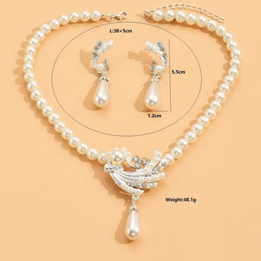 Elegant Bridal Streetwear Water Droplets Imitation Pearl Alloy Irregular Plating Inlay Rhinestones Women'S Earrings Necklace Jewelry Set