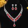 Elegant Bridal Streetwear Water Droplets Rhinestone Women'S Earrings Necklace Jewelry Set