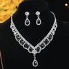 Elegant Bridal Streetwear Water Droplets Rhinestone Women'S Earrings Necklace Jewelry Set