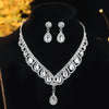 Elegant Bridal Streetwear Water Droplets Rhinestone Women'S Earrings Necklace Jewelry Set