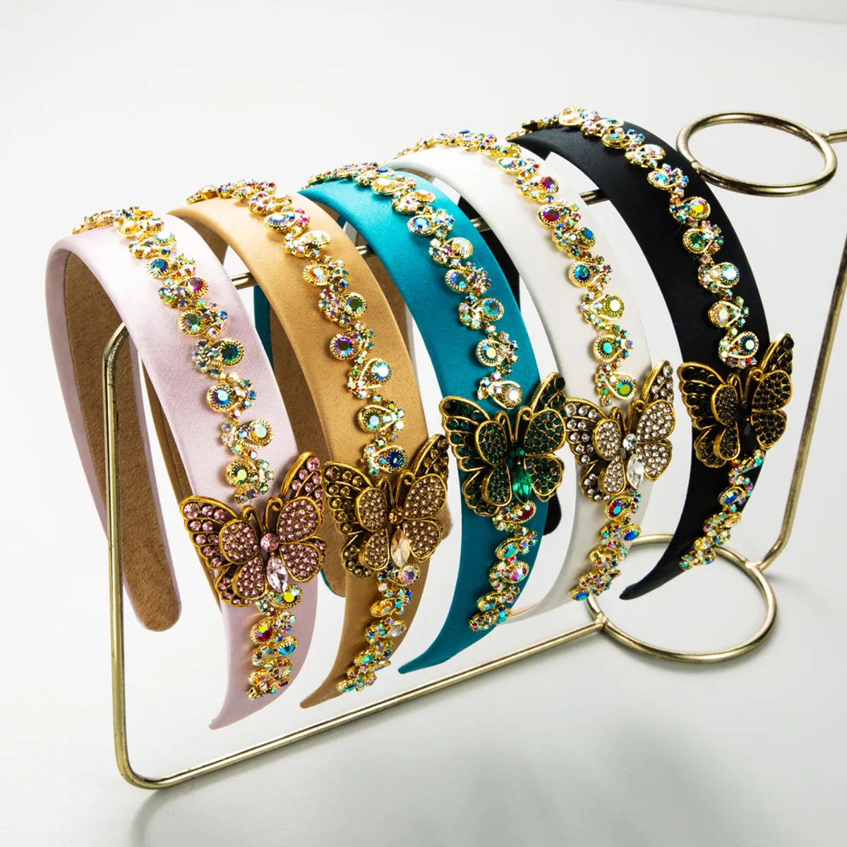 Elegant Butterfly Alloy Cloth Plating Inlay Rhinestones Hair Band