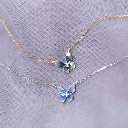 Elegant Butterfly Sterling Silver Plating Pendant Necklace