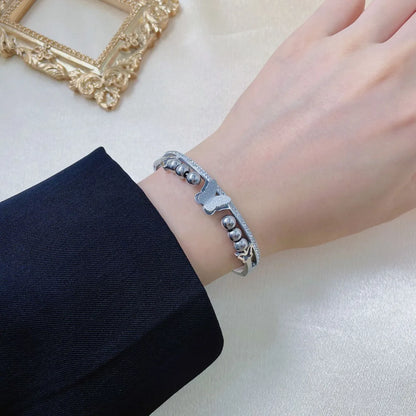 Elegant Butterfly Titanium Steel Inlay Zircon Bangle