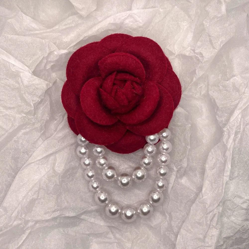 Elegant Camellia Imitation Pearl Unisex Brooches