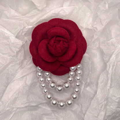 Elegant Camellia Imitation Pearl Unisex Brooches