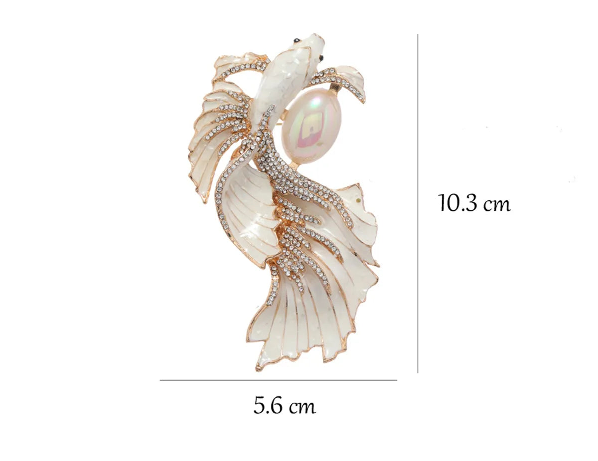 Elegant Carp Imitation Pearl Alloy Enamel Unisex Brooches