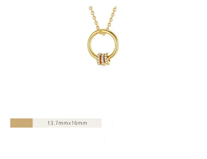 Elegant Circle Copper Plating Inlay Rhinestones Pendant Necklace