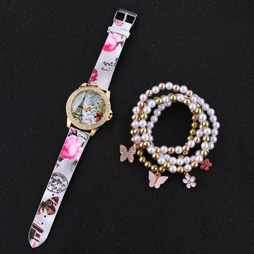 Elegant Classic Style Animal Eiffel Tower Butterfly Buckle Quartz Women'S Watches