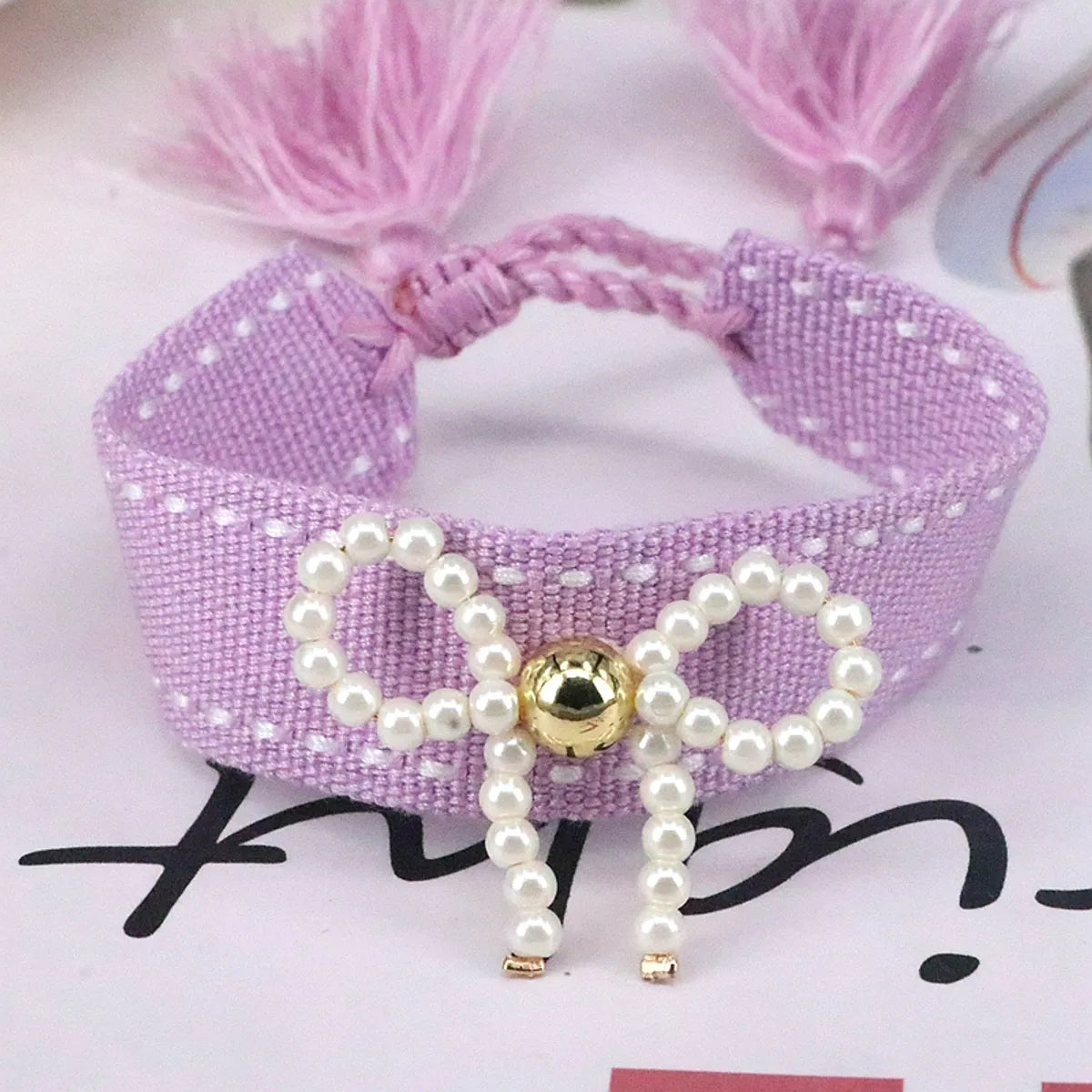 Elegant Classic Style Bow Knot Imitation Pearl Rope Women's Drawstring Bracelets