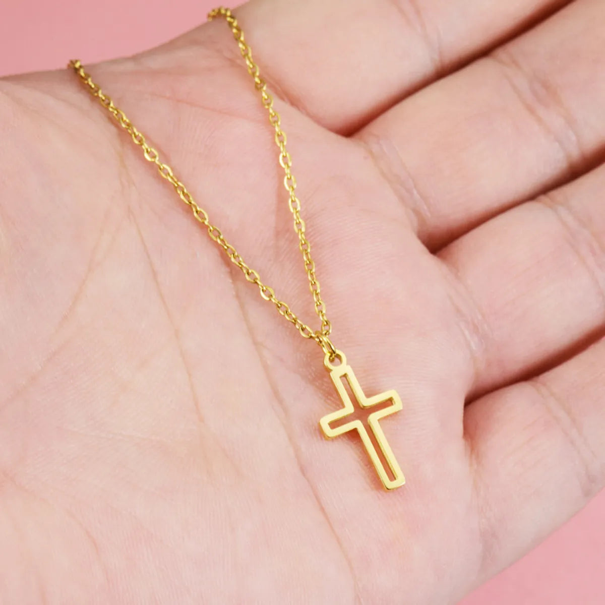 Elegant Classic Style Cross Stainless Steel Plating Gold Plated Silver Plated Pendant Necklace