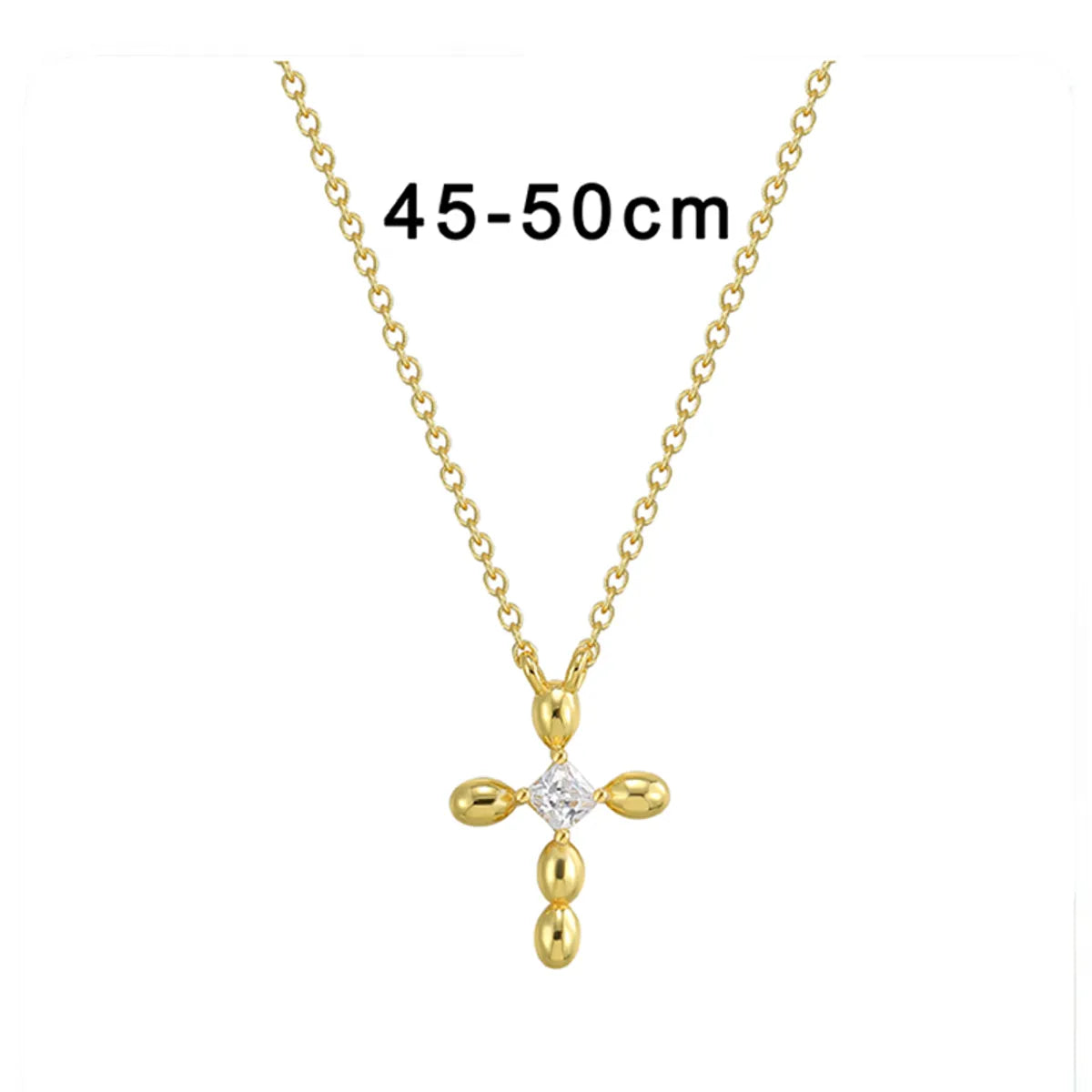 Elegant Classic Style Cross Sterling Silver Plating Inlay Pearl Zircon 18k Gold Plated Pendant Necklace