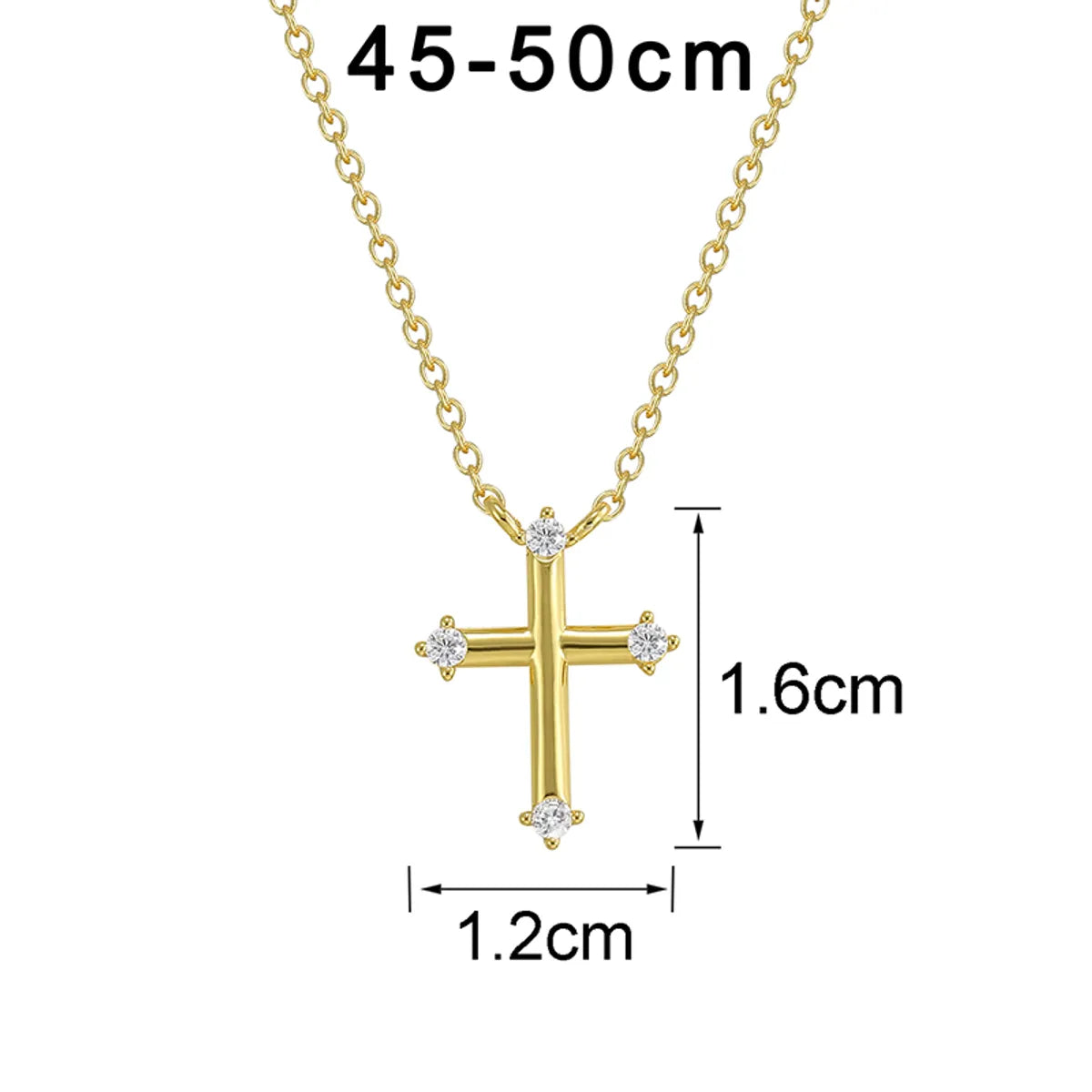 Elegant Classic Style Cross Sterling Silver Plating Inlay Pearl Zircon 18k Gold Plated Pendant Necklace