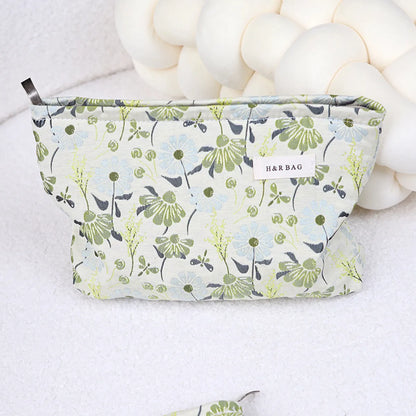 Elegant Classic Style Flower Canvas Square Makeup Bags