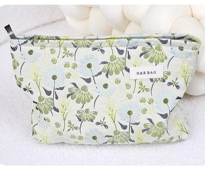 Elegant Classic Style Flower Canvas Square Makeup Bags