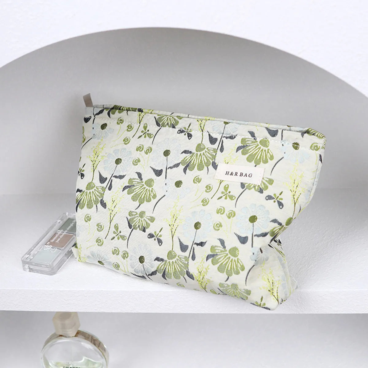 Elegant Classic Style Flower Canvas Square Makeup Bags