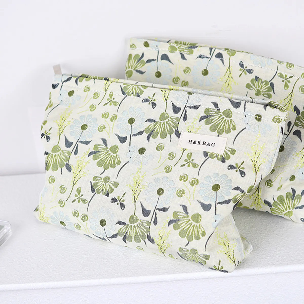 Elegant Classic Style Flower Canvas Square Makeup Bags