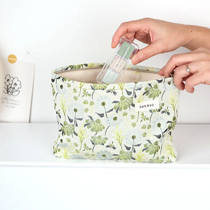 Elegant Classic Style Flower Canvas Square Makeup Bags