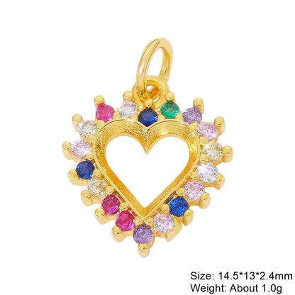 Elegant Classic Style Geometric Heart Shape Copper Plating Inlay Zircon 18k Gold Plated Charms