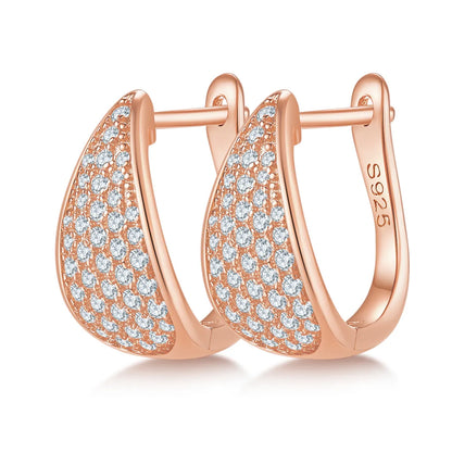 Elegant Classic Style Geometric Sterling Silver Gra Inlay Moissanite Rose Gold Plated White Gold Plated Gold Plated Earrings