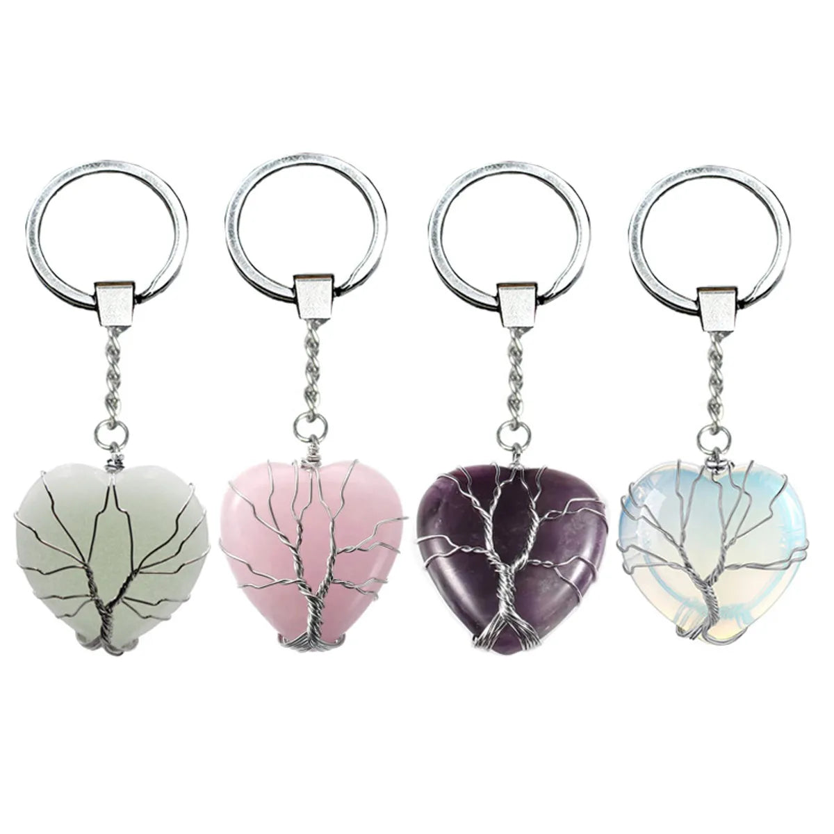 Elegant Classic Style Heart Shape Natural Stone Bag Pendant Keychain