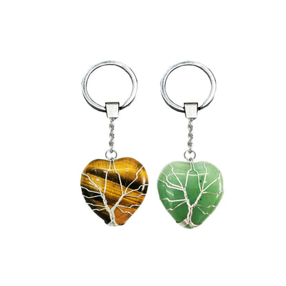 Elegant Classic Style Heart Shape Natural Stone Bag Pendant Keychain