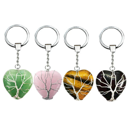 Elegant Classic Style Heart Shape Natural Stone Bag Pendant Keychain