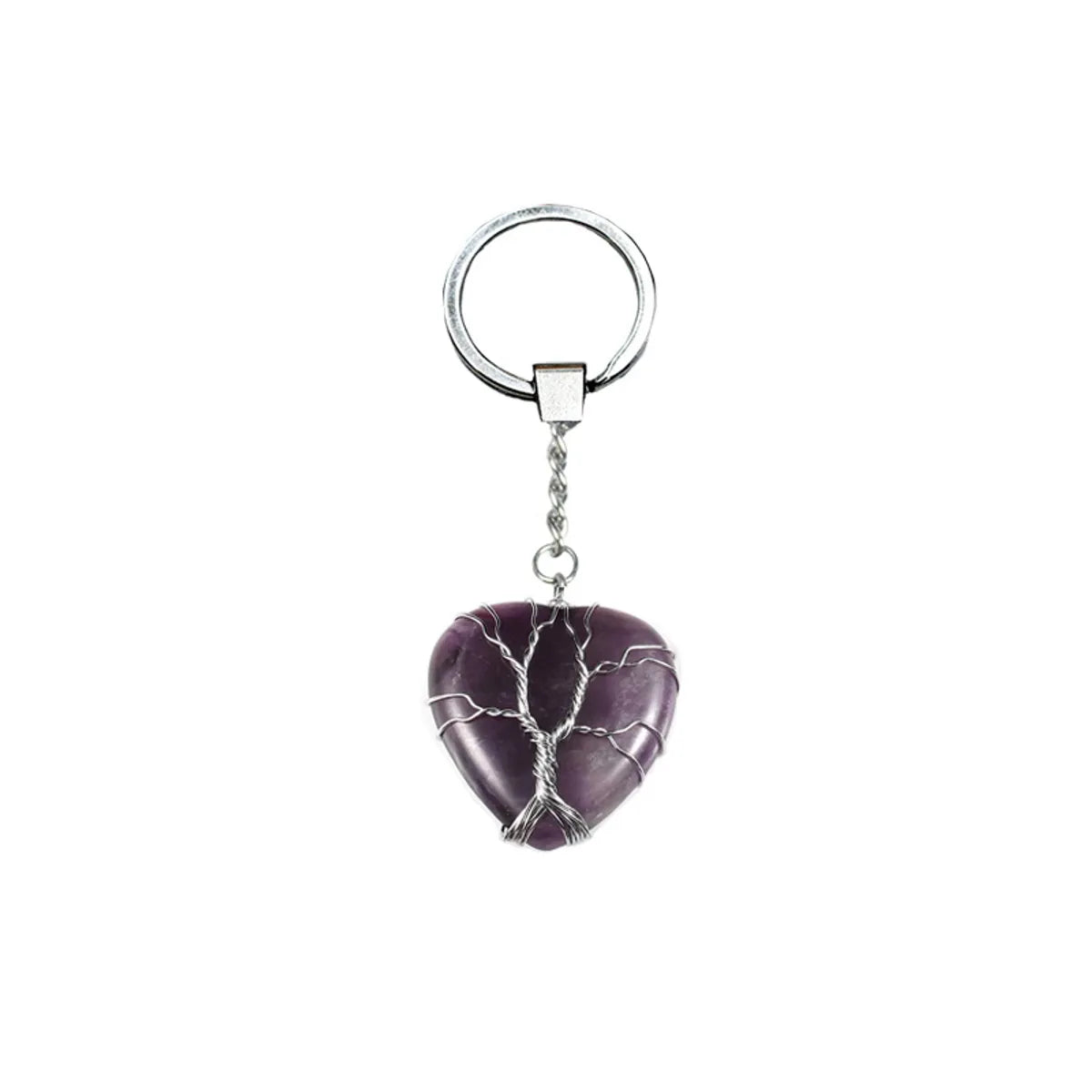 Elegant Classic Style Heart Shape Natural Stone Bag Pendant Keychain