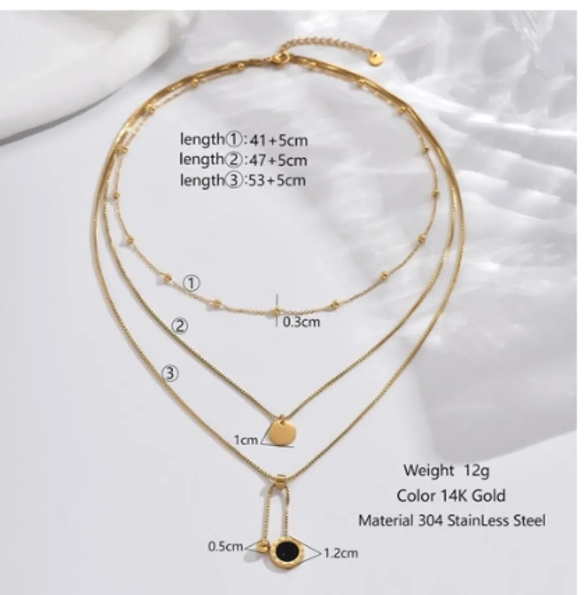 Elegant Classic Style Roman Style Moon Snake Butterfly Stainless Steel Plating Hollow Out Inlay Acrylic 14k Gold Plated Layered Necklaces