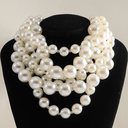 Elegant Classic Style Round Imitation Pearl Alloy Zinc Alloy Beaded K Gold Plated Women'S Necklace