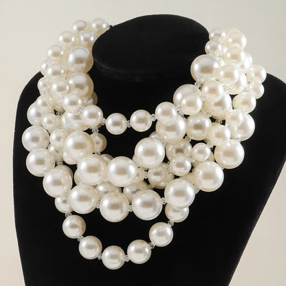 Elegant Classic Style Round Imitation Pearl Alloy Zinc Alloy Beaded K Gold Plated Women'S Necklace