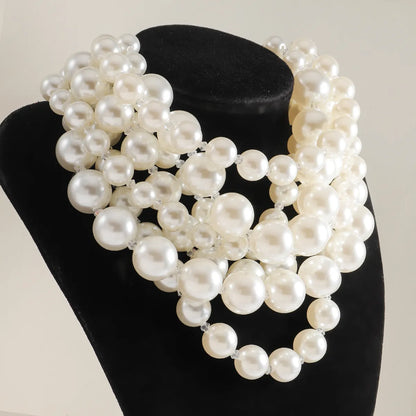 Elegant Classic Style Round Imitation Pearl Alloy Zinc Alloy Beaded K Gold Plated Women'S Necklace