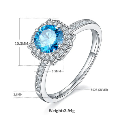 Elegant Classic Style Round Sterling Silver Gra Plating Inlay Moissanite White Gold Plated Rings