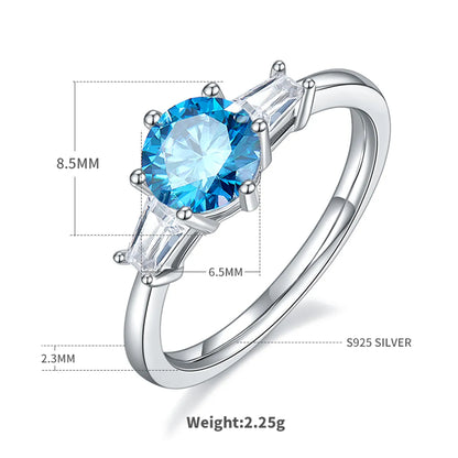 Elegant Classic Style Round Sterling Silver Gra Plating Inlay Moissanite White Gold Plated Rings