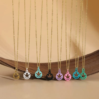 Elegant Classic Style Smiley Face Copper Plating 14k Gold Plated Pendant Necklace