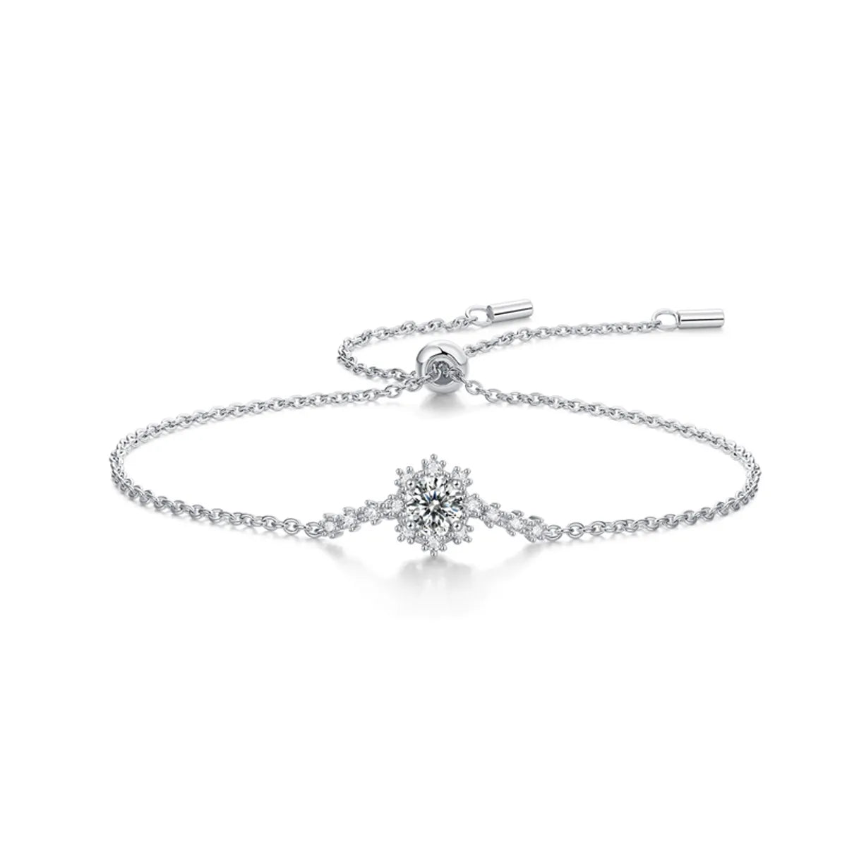 Elegant Classic Style Snowflake Sterling Silver Plating Inlay Moissanite 18k Gold Plated Bracelets