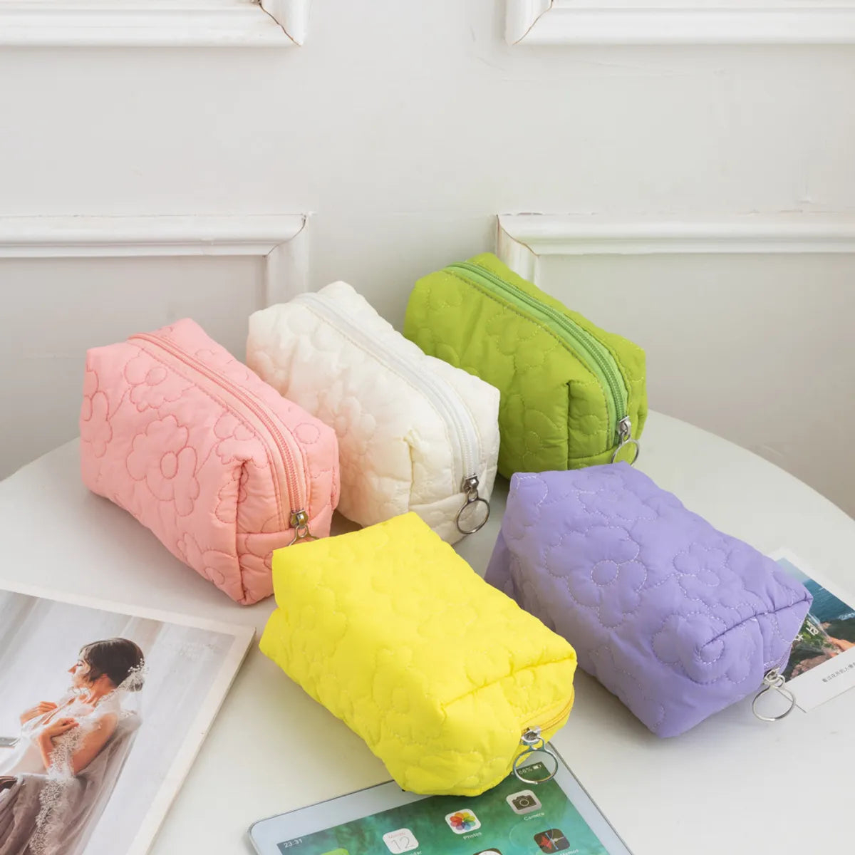 Elegant Classic Style Solid Color Polyester Square Makeup Bags