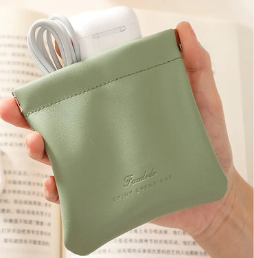 Elegant Classic Style Solid Color Pu Leather Square Makeup Bags