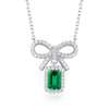 Elegant Classic Style Square Bow Knot Sterling Silver Inlay Artificial Gemstones Necklace