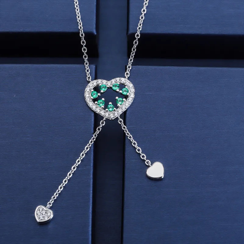 Elegant Classic Style Square Bow Knot Sterling Silver Inlay Artificial Gemstones Necklace