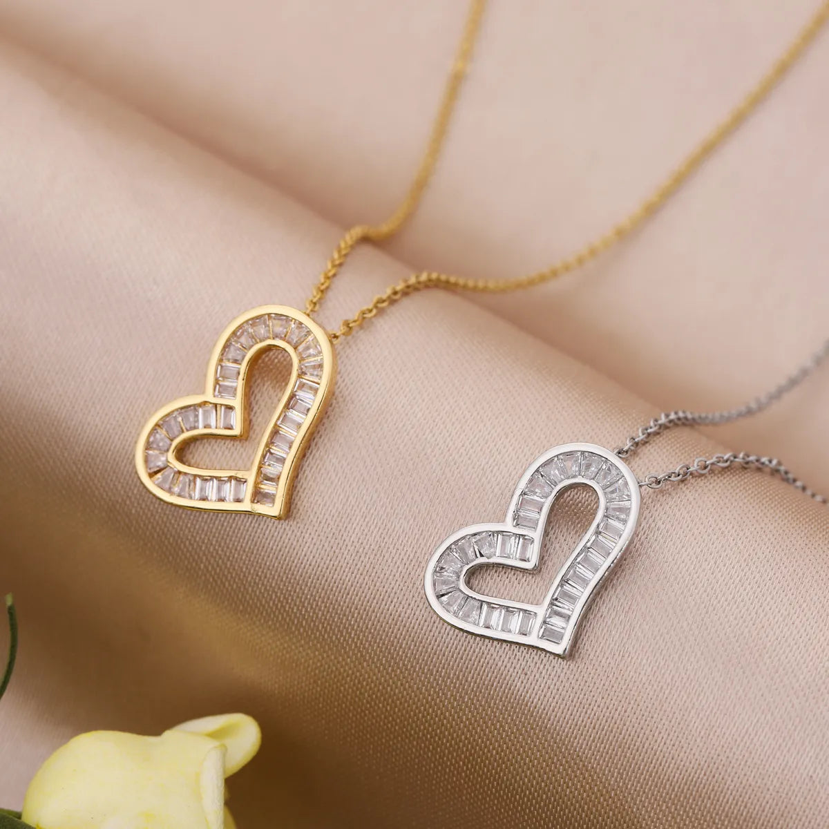 Elegant Classic Style Streetwear Heart Shape Stainless Steel Plating Inlay Zircon 18k Gold Plated Pendant Necklace