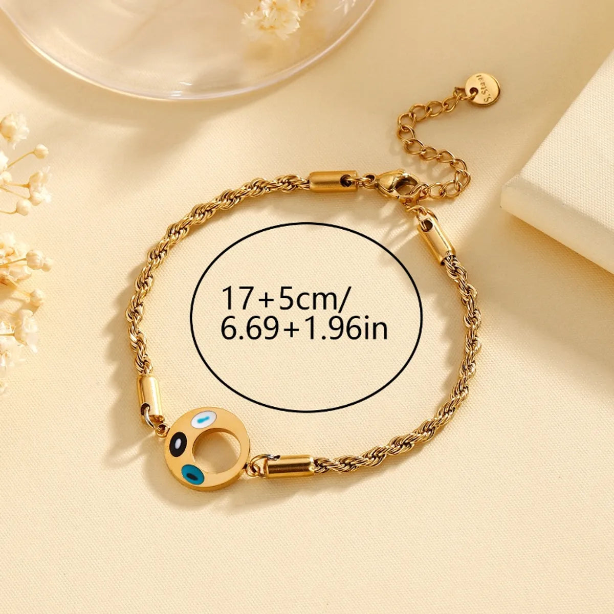 Elegant Classic Style Streetwear Leaves Eye Painting Plate 304 Stainless Steel Bracelets In Bulk