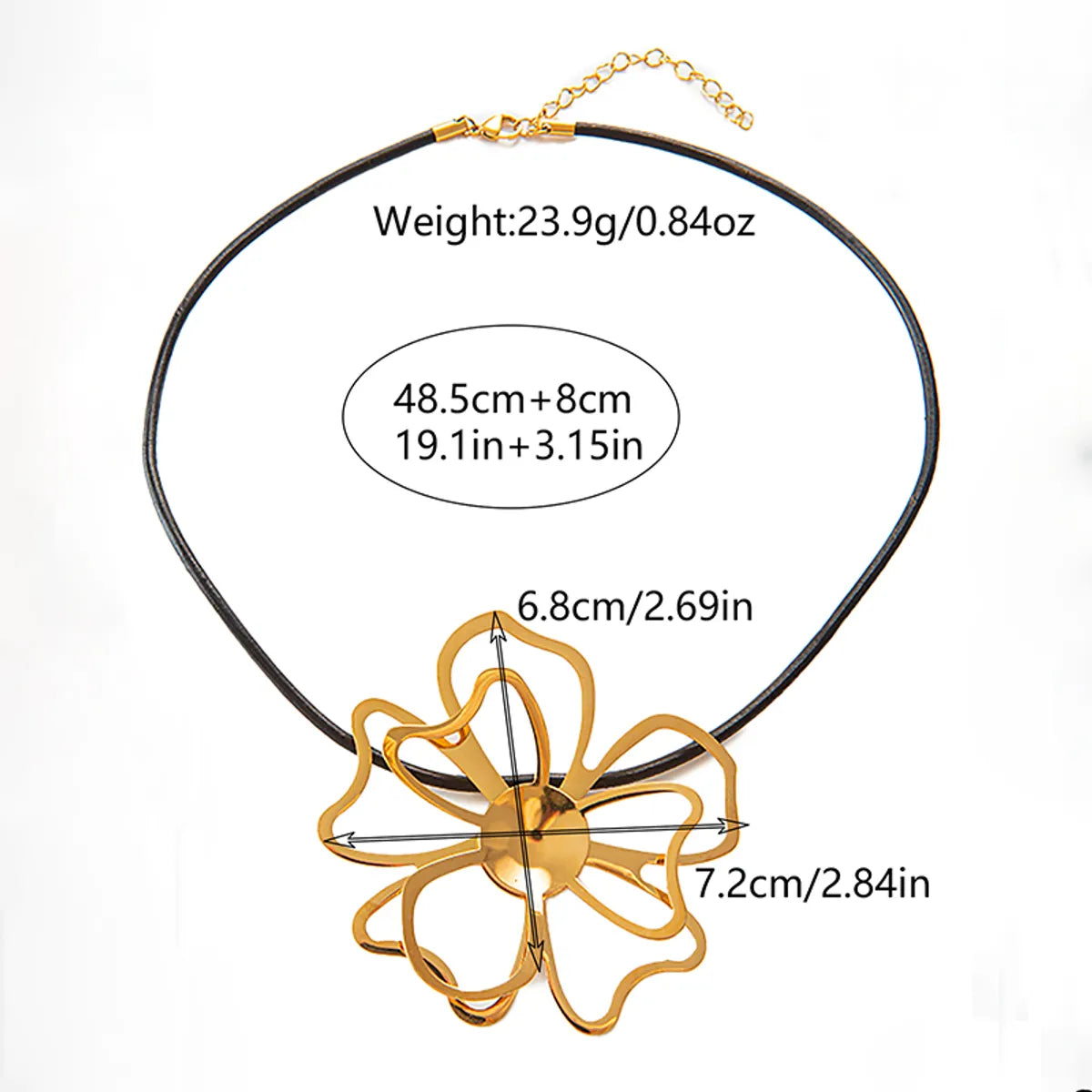 304 Stainless Steel 14K Gold Plated Elegant Classical Artistic Plating Hollow Out Flower Pendant Necklace