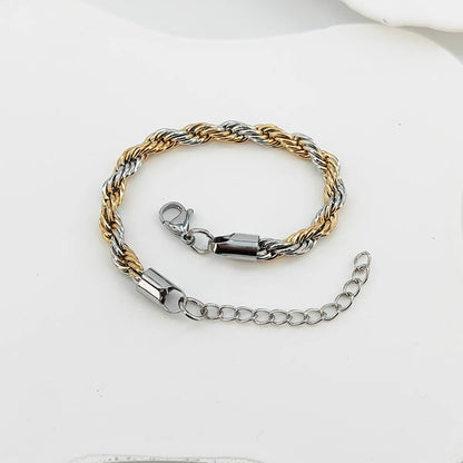 Elegant Classical Classic Style Twist 201 Stainless Steel Gold Plated Bracelets In Bulk