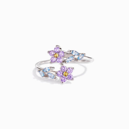 Elegant Classical Flower Sterling Silver Plating Inlay Zircon Open Rings