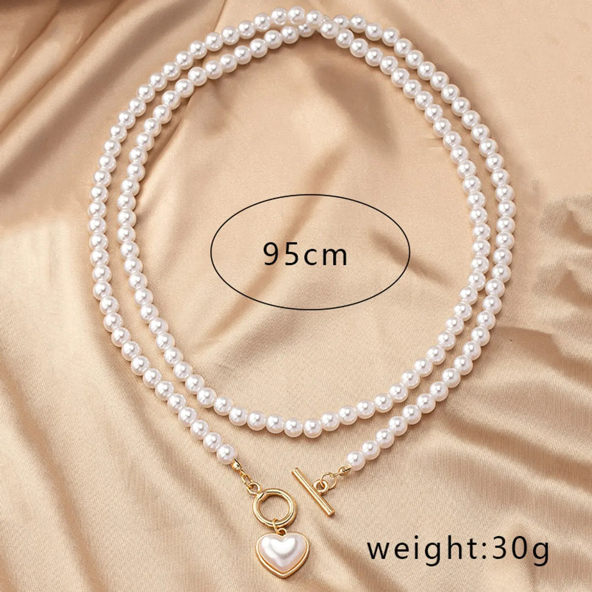 Elegant Classical Heart Shape Artificial Pearl Alloy Beaded Plating Women's Pendant Necklace