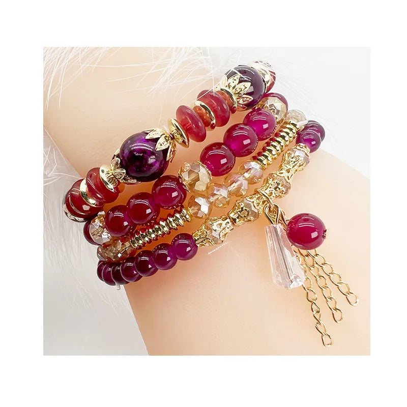 Elegant Classical Lady Leaf Waves Flower Glass Glass Wholesale Bracelets