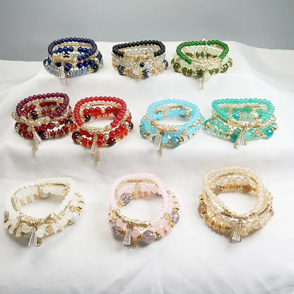 Elegant Classical Lady Leaf Waves Flower Glass Glass Wholesale Bracelets