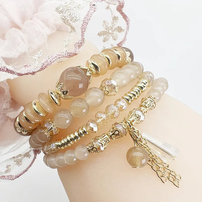 Elegant Classical Lady Leaf Waves Flower Glass Glass Wholesale Bracelets