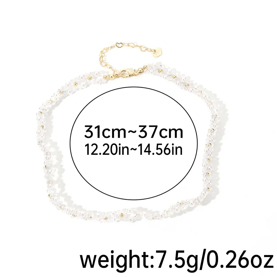 Elegant Classical Pearl Artificial Crystal Synthetic Resin Beaded Women'S Necklace