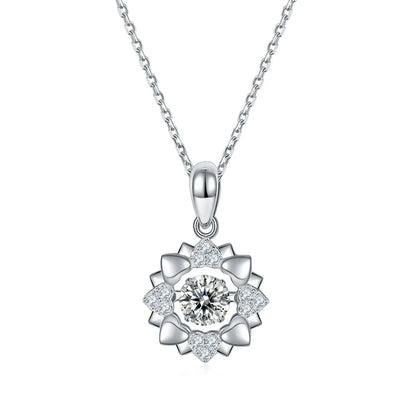 Elegant Classical Snowflake Sterling Silver Gra Plating Inlay Moissanite Rhodium Plated Pendant Necklace